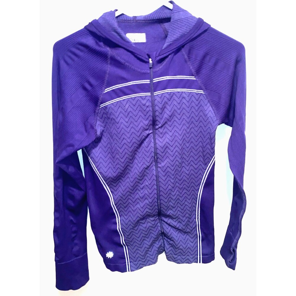 Athleta Chevron Seamless Twist Full Zip Jacket Amalfi Blue Womens M Hoodie